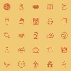 Easy meal orange color line icons