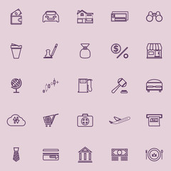 E wallet line icons purple color