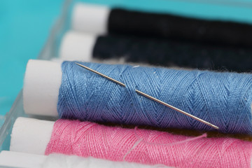 sewing kit on the fabric