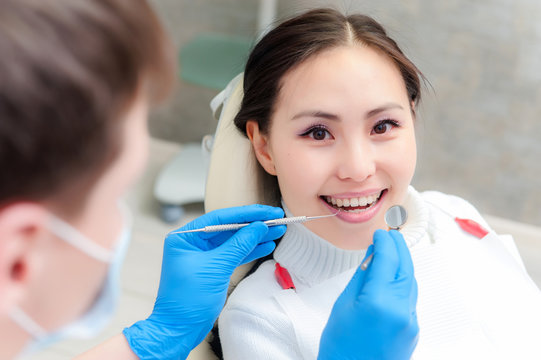 Young female patient at dentist office