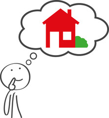 Strichmännchen träumt von einem Haus