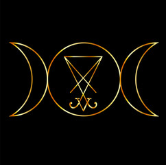 Wiccan symbol, Triple Goddess with sigil of Lucifer