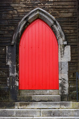 Red church door