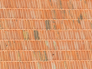 Old red tile roof