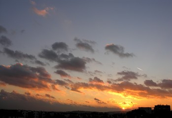 sunset with multicolor cloud and sky 