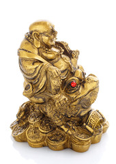 Figurine Cheerful Hotei on a white 