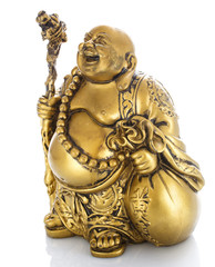 Figurine Cheerful Hotei on a white 