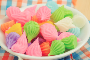 Aalaw thai candy dessert with filter effect retro vintage style