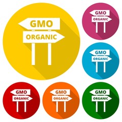 GMO or organic sign set with long shadow