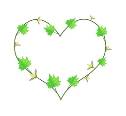 Vine Flower and Leaves in Beautiful Heart Shape