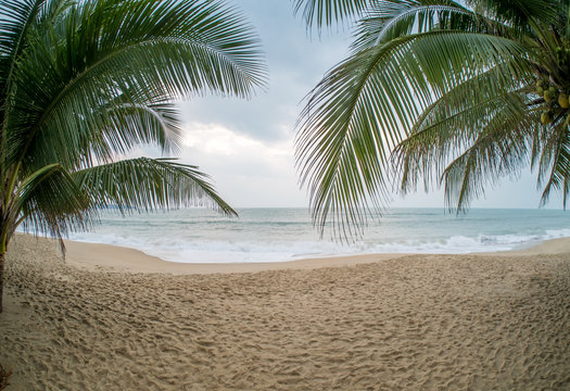 Gloomy weather on the tropical beach.