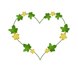 Vine Flowers and Leaves in Beautiful Heart Shape