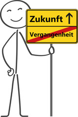 Strichm&auml;nnchen freut sich auf den blick in die Zukunft