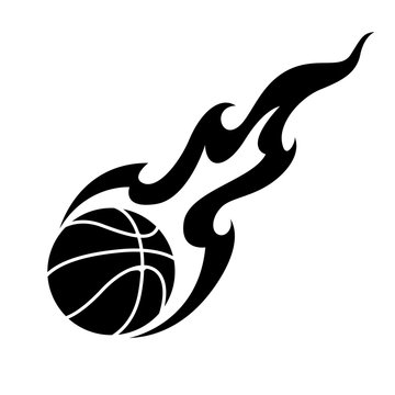 graphic basketball and fire, vector