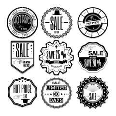 Set of sale price discount retro vintage badges