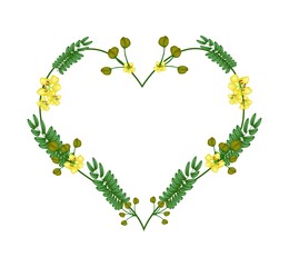 Cassod Flowers and Leaves in A Heart Shape
