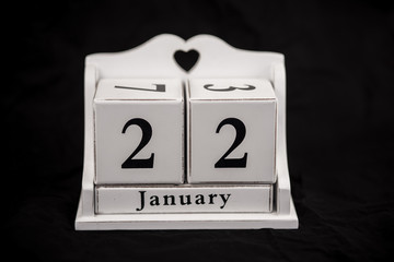 Calendar cubes January, twenty second, 22, 22nd