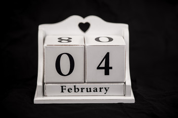 Calendar cubes February, fourth, 4, 4th