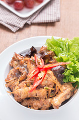 Stir fried chicken with ginger, Thai food