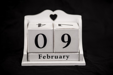 Calendar cubes February, ninth, 9, 9th