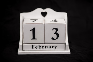 Calendar cubes February, thirteenth, 13, 13th