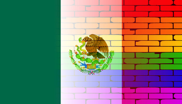 Gay Rainbow Wall Mexico Flag