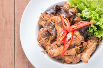 Stir fried chicken with ginger, Thai food