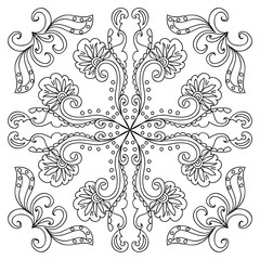 Decorative floral coloring page 