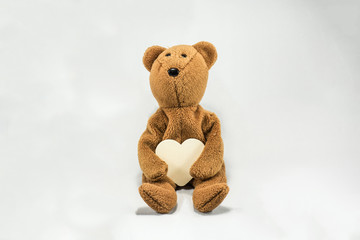 teddy bear and hearth gift box ,isolate on white background