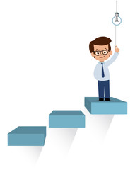 Persona que ha tenido una buena idea. Ha subido escalones y encontrado la solución