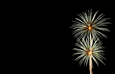Abstract Sparkling Fireworks Light up The Sky with Dazzling Display at The Corner with Copyspace to...