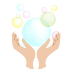 シャボン玉　両手