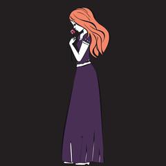 Beautiful romantic girl holds a Rose vector