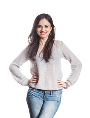 Obraz premium Attractive young woman isolated on a white background