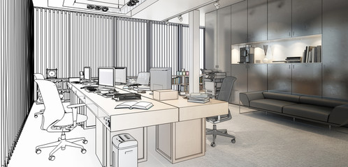 Fototapeta na wymiar Penthouse Office Project (panorama)