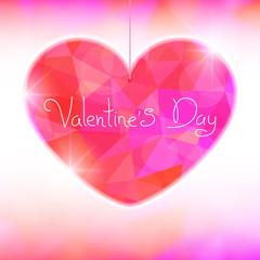 Valentine's Day card with precious heart  on light effect background. 