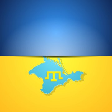 Ukraine flag with Crimea pinensula