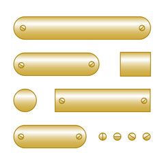 Set of metal frames isolated on white background. Golden frames. Vector design elements.