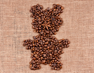 Bear made of coffee beans