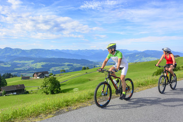 Tour by mountainbike in beautiful mountain landscape