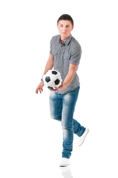 Young man with soccer ball