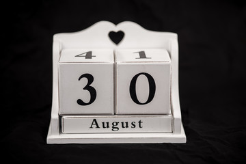 Calendar cubes August, thirtieth, 30, 30th