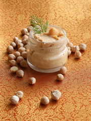 legumes_chickpeas_hummus in a jar