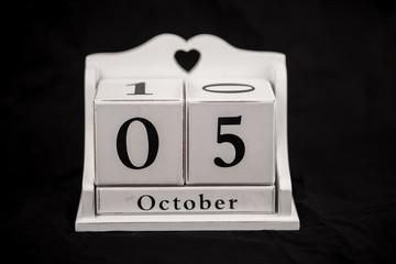 Calendar cubes October, fifth, 5, 5th