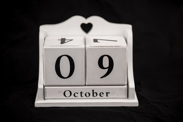 Calendar cubes October, ninth, 9, 9th