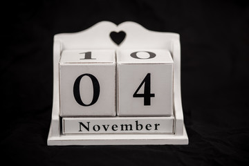 Calendar cubes november, fourth, 4, 4th