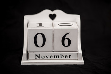 Calendar cubes november, sixth, 6, 6th