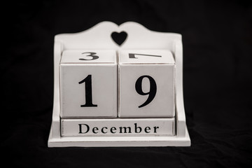 Calendar cubes december, nineteenth, 19, 19th