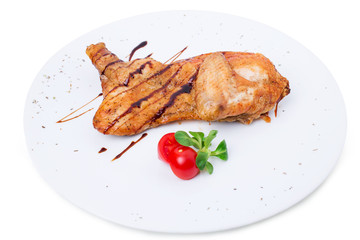 Fried chicken with soya sauce.
