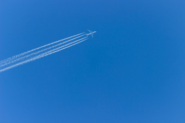 Airplane on the sky.Airplane flying across the sky